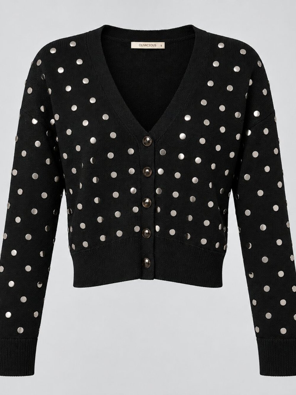 Olivaceous Black Studded Cardigan Sweater Size S